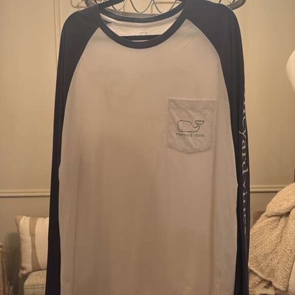 Vineyard Vines XL Raglan Baseball Tee Long Sleeve Whale Pocket Shirt - Picture 3 of 6